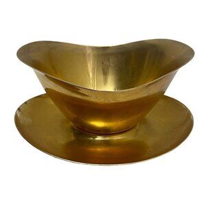 Vintage Bowl Gold Tone Serving Dish Dips Sauces Mid Century ICLifetime Metalware